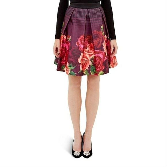 💕TED BAKER💕 Klira Juxtapose Rose Border Skirt TB0 US2 NWT - Picture 4 of 8